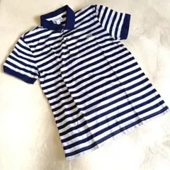 ラコステ　LACOSTE　ボーダー　ポロシャツ　スリムフィット　紺×白