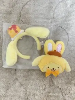 サンリオ　ポムポムプリン　シークレットヘアクリップ　カチューシャキーホルダー