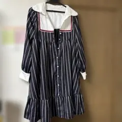 アクシズファームkawaiiストライプデザイン長袖シャツワンピース