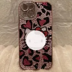 デコ電　ヒョウ柄×ヒョウ柄　ピンク　iPhone15