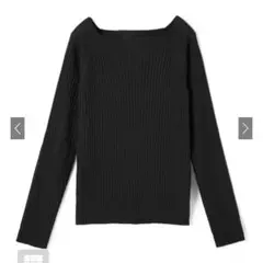 【美品】GRL グレイル 黒 ブラック ニット トップス 薄手スクエアリブニット
