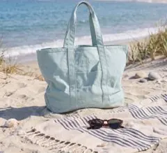 新品未使用　llbean ROSEBUD グローサリー　トート　ライトブルーのサムネイル
