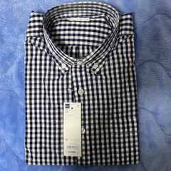 ジーユー　ブロードチェックシャツ　白紺　Ｍサイズ　メンズ