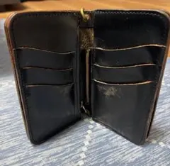 二つ折りミドルウォレット　台形　茶芯　革蛸　日本製　革財布
