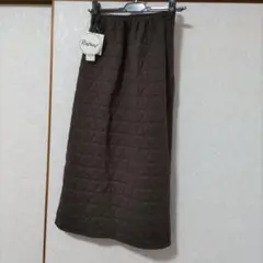 新品 Rafraf 低身長女子 三角キルトナロースカート M ダークブラウン