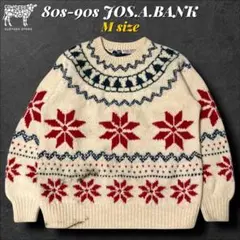 80s90s JOS. A. BANK ウール混紡雪柄ニットセーター　表記M