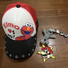 セサミストリート　エルモ　マリオ　USJ ユニバ　任天堂　ストラップ　キャップ
