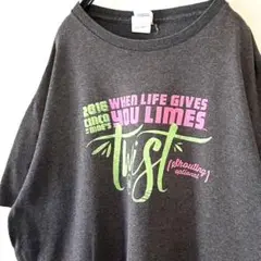 デルタ ツイスト YOU LIMES Tシャツ L グレー 灰色 古着