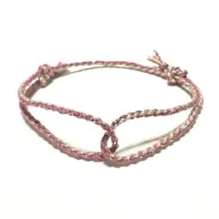 ピンク×グレージュ ミサンガ／細身・シンプル（ハンドメイド）