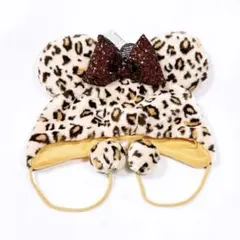 ディズニー ヒョウ柄 ファンキャップ スパンコール ブラウン ミニー