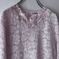 未使用タグ付き 総レースブラウス ピンク レトロ M 結婚式 セレモニー 卒入園