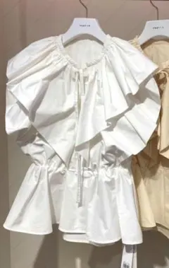 フレイアイディー ダブルパフコットンブラウス ホワイト