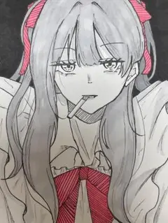 手書きイラスト　オリジナル　女の子　治安の悪いメイドさん