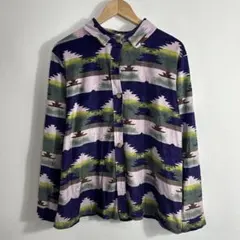 総柄 シャツ 長袖 デザインシャツ マルチカラー レトロ柄 古着 柄シャツ