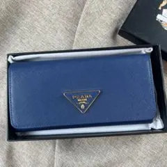 プラダ 1ML506 サフィアーノ ラウンドファスナー 長財布 ブルー 青 箱