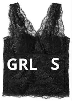 GRL カップ入りレースタンクトップ黒S