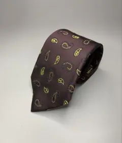 ABLA アブラ ペイズリー柄 シルクネクタイ ダークブラウン