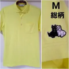 Black&Whiteブラック＆ホワイト半袖ポロシャツ　M　総柄のサムネイル