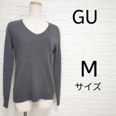 GU ニット セーター Vネック グレー Mサイズ レディース 秋冬