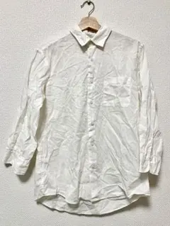 NANO UNIVERSEナノユニバース 七部丈 フレンチリネン シャツ L 白