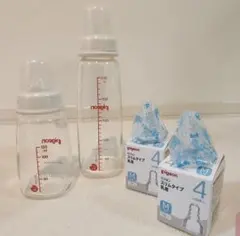 Pigeon 哺乳瓶 240mlと120ml 2本セット乳首 Mサイズ2つ