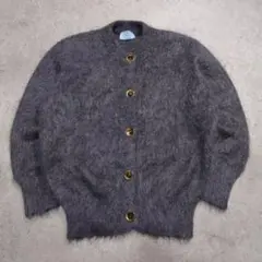 極美品】PRADA プラダ モヘア ケーブルニット カーディガン ブルー 春