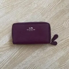 COACH パープルレザーコインケース