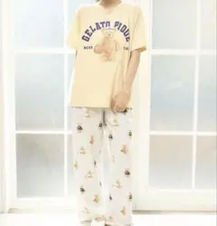 ③新品未使用スポーティーベアワンポイントTシャツ＆総柄ロングパンツセット