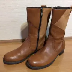 ブラウン カジュアルブーツ ジッパー付きMother Leaf 24.5cm本革