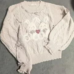 ② リズリサ Twin Bunnies うさぎ ニット ピンク ͙*🍓LIZ LISA ラフォーレ原宿店🍓‧͙* もこもこの双子のうさぎちゃんが