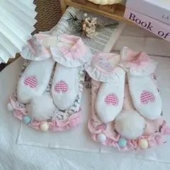 オリジナル】もこもこ うさ耳付き ペット服 ピンク／ホワイト 小型犬・猫用