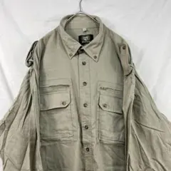 90s エポレット ハンティング シャツ ベージュ