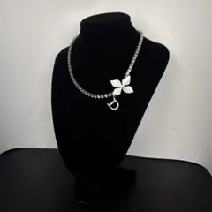 美品 クリスチャンディオール テニス ネックレス チョーカー フラワー Dロゴ