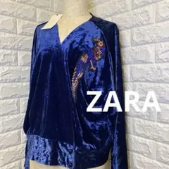 「新品」ZARA ベロア　刺繍　トップスLサイズ　派手