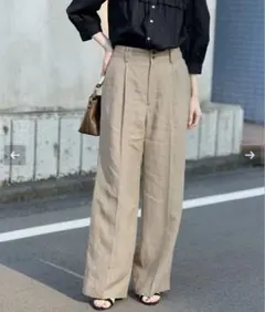 スローブイエナ　SLOBE IENAリネン混イージースラックス　ベージュ