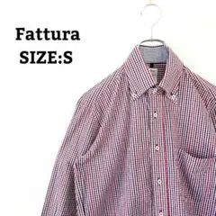 美品 チェック 長袖 シャツ サイズS レッド ブルー ホワイト 胸ポケット