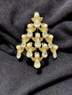 Avon NR エンジェル　天使　パール　クリスマスツリー ブローチ