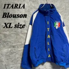 ビンテージ　イタリア　刺繍　ブルゾン　ジャンパー　古着　ロゴ刺繍　アウター　XL