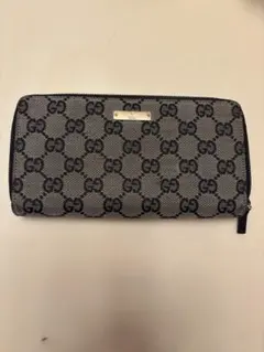 Gucci GGキャンパス 長財布 グレー/ブラック