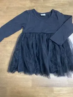 【新品未使用】チュール付きワンピース ブラック　100cm