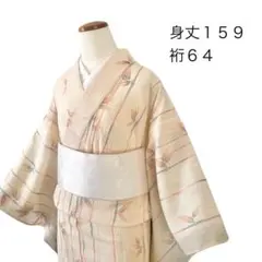 〇606mt54〇夏物 透け感◎ 紬 アイボリー 縞 花〇美品 - メルカリ