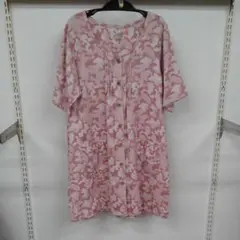 前ボタン全開チュニック　半袖ワンピース　両ポケットあり　エプロン　部屋着