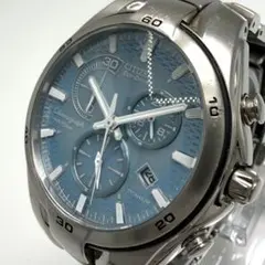 【稼動】 CITIZEN オルタナ 腕時計 青文字盤 クロノグラフ チタン