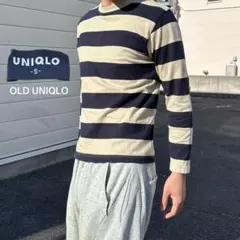 OLD UNIQLO ボーダーロンティー　長袖カットソー S ネイビー×ベージュ