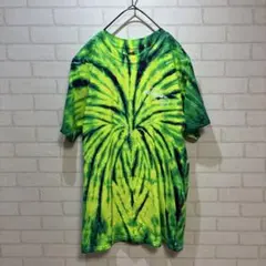 Hanes タイダイTシャツ メンズS 古着　プリント　緑　グリーン