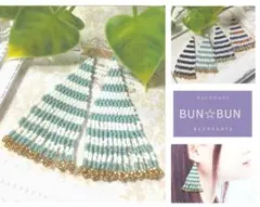 No.133 ハンドメイド☆デリカビーズステッチ ボーダー フリンジ