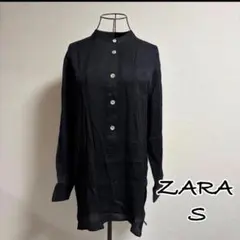 ZARA スタンドカラー レディース長袖シャツ ブラウス ブラック S