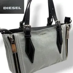 DIESEL ディーゼル デニム ハンドバッグ 黒レザー調 金具ロゴ 付属品ありのサムネイル