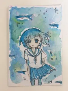 手描き水彩イラスト 原画オリジナル