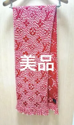 男女兼用★ルイヴィトン マフラー ストール　エシャルプ ロゴマニア 白x赤